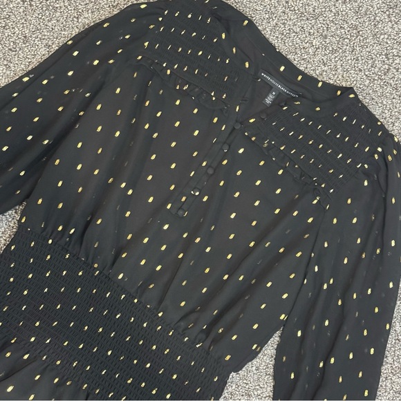 White House Black Market Black Dress with Gold Accents - Picture 3 of 7